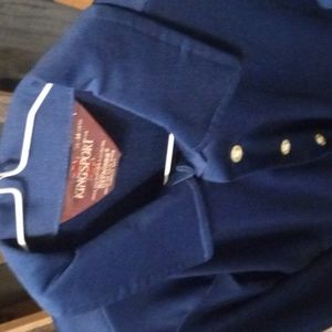 Vintage 60 70 s shirt. Textured Polyester. Deep blue. Medium 15